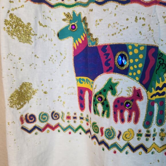 K.W.B.L. Los Angeles Vintage Hand Painted Western Horses Neon Top NWT 90's 1990 - Picture 6 of 12